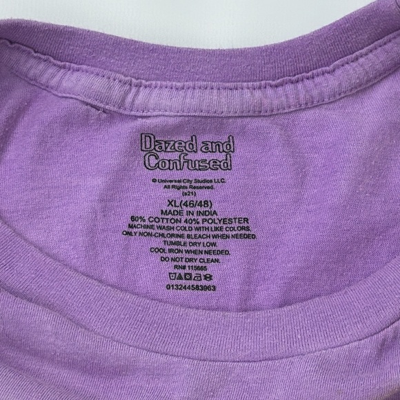 Dazed and Confused Tye dye T Shirt. Size XL. Purple, White. Big Yellow Face. - Picture 4 of 6